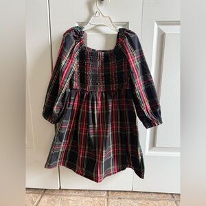 CrewCuts Girls 6 Black Red and Green Plaid Smocked Dress